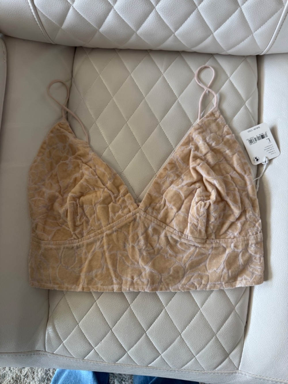 Free People Intimately FP Velvet Floral Bralette Crop Top NWT L - Picture 11 of 13